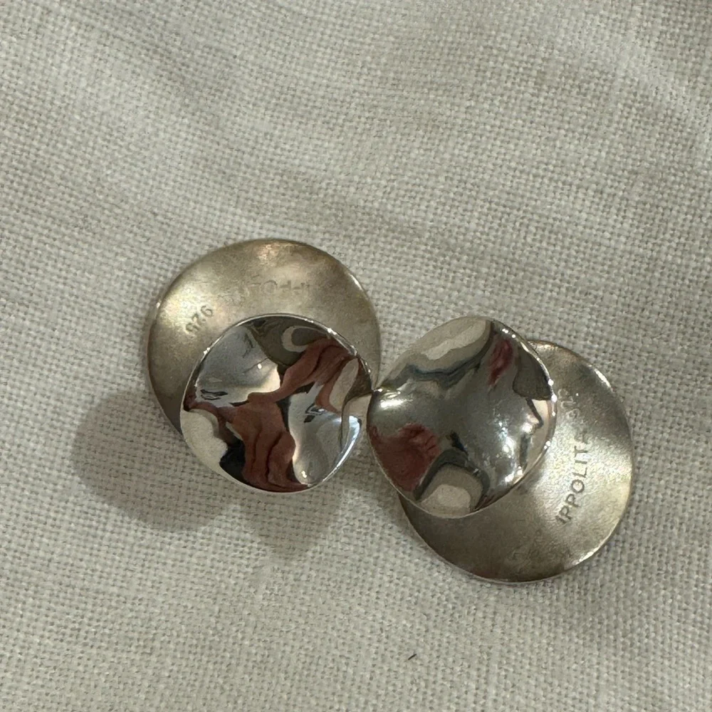 IPPOLITA Stering Silver Mens Cufflinks Wavy Disc Disk .925 New! $325. dustbag